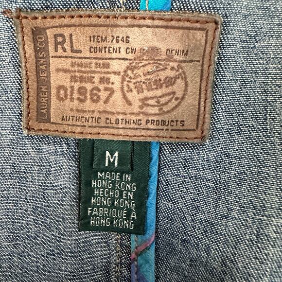 Women's VTG Ralph Lauren Jeans CO Denim Trench Toggle Utility Chore Jacket Sz M - Picture 7 of 8